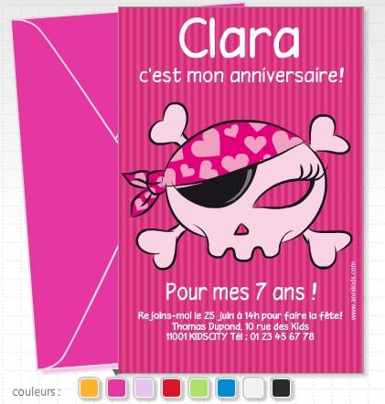 invitation personalisee pirate fille anniversaire