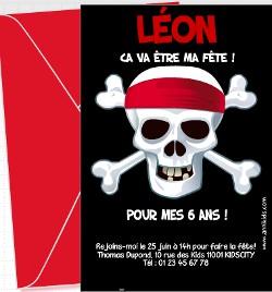 carte invitation garcon thème d'anniversaire pirate